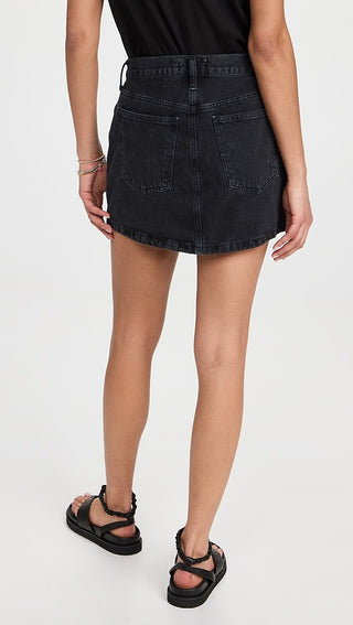 Agolde Liv Structured Fit High-Waisted Denim Mini Skirt Vapor Women's Size 25