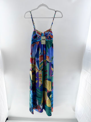Farm Rio pattern long dress sleeveless, S