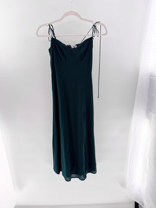 Reformation Juliette Sleeveless Sweetheart Neck Midi Fit & Flare Dress Green 6