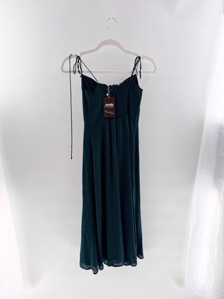 Reformation Juliette Sleeveless Sweetheart Neck Midi Fit & Flare Dress Green 6