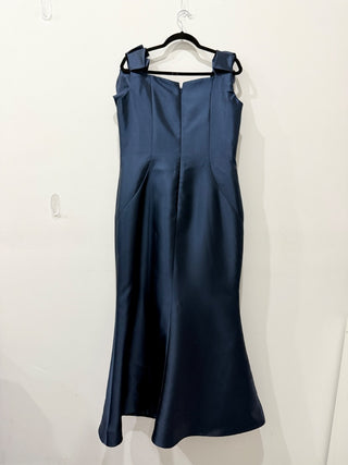 JVN by Jovani Off The Shoulder Tafetta Mermaid Long Dress Navy Blue Women's 14