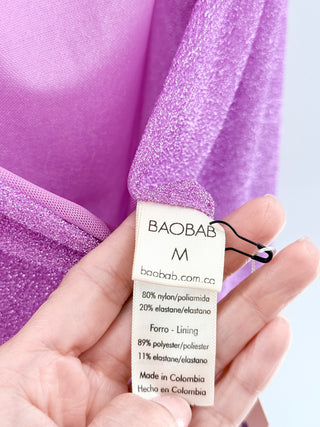 Baobab open back metallic mini dress, M