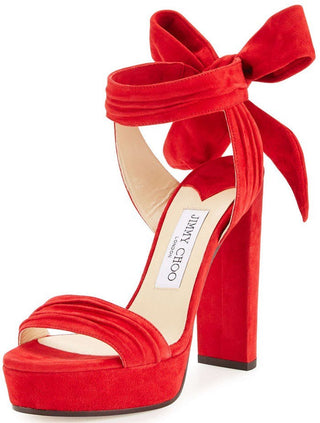 Jimmy Choo ‘Kaytrin’ Wraparound Strap Platform Sandals Red Women's Size EU 38