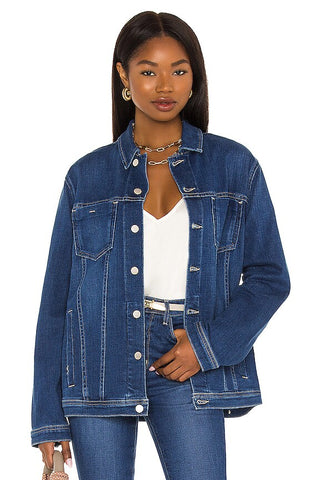 NWT L'Agence Karina Oversized Tucker Jacket Hayward Denim Blue Women's Size XS/S