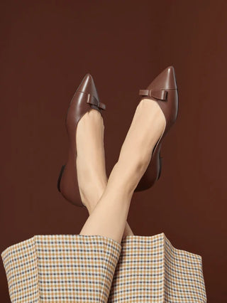 Sarah Flint Natalie Leather Pointed Toe Flats Espresso Polished Calf Womens 38.5
