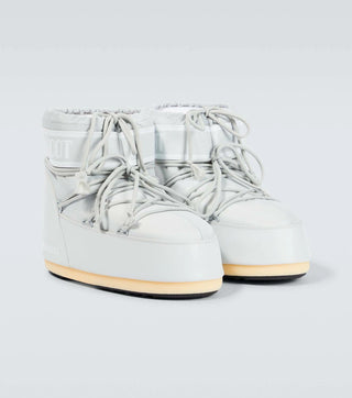 Moon Boot Icon Low Nylon Logo Lace Up Ankle Boots Glacier Grey Women's Size 7