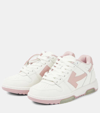 Off-White Out of Office Leather Low Top Sneakers Women's White Pink EU 37