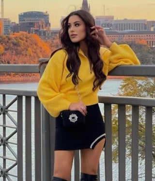 Zara High Waisted Cutout Mini Skirt with Rhinestone Trim Black Women's Size XL