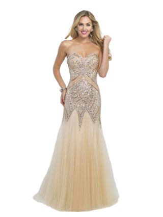 Hulima Beaded Strapless Sweetheart Mermaid Maxi Dress Formal Gown Nude Womens 46