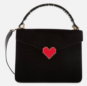 Les Petits Joueurs Pixie Lolita Leather & Velvet Top Handle Bag Black