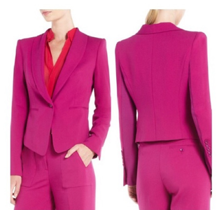 BCBGMaxazria Bowie Long Sleeve Single Button Tuxedo Blazer Purple Women's XXS
