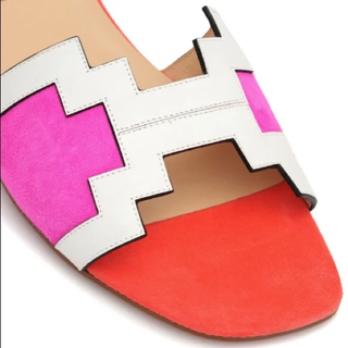 Christian Louboutin Hao Flat Suede/Leather Mule Sandals Smoothie/White EU 36