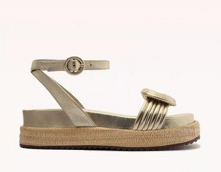 NWT Alexandre Birman Vicky Bounce Knotted Platform Espadrille Sandals Gold EU 39