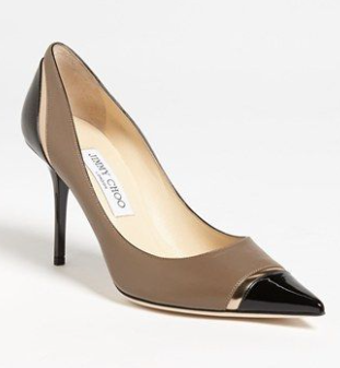 Jimmy Choo Tricolor Patent and Leather Pointed Toe Pumps Brown Women's EU 42