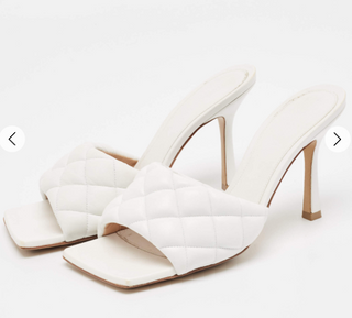 Bottega Veneta Quilted Leather Lido Mules Sandals White Women's Size EU 40