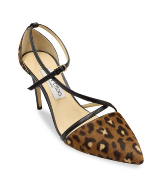 Jimmy Choo Tiff 85 Leopard Pony Hair Stilettos Heel Pumps Brown Women's EU 37