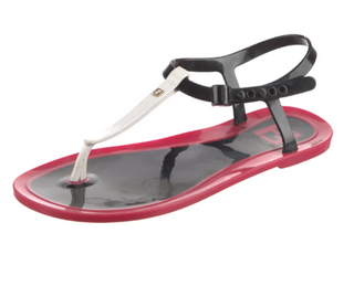Fendi Zucca FF Logo Jelly Thong Strap Sandals Pink/Black/White Women's EU 37