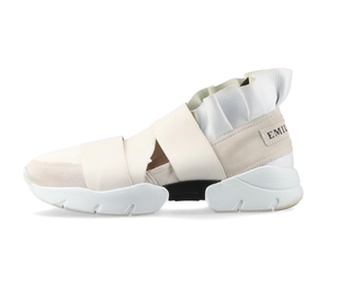 Emilio Pucci City Up Ruffle Suede/Nylon Running Sneaker White/Cream Women's 41