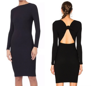 Helmut Lang Ribbed Knit Open Back Bodycon Mini Dress Black Women's Size XS