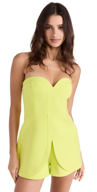 Alexis Bradshaw Strapless Sweetheart Short Romper Chartreuse Women's Size XS