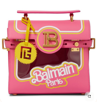 NWT Balmain x Barbie Bbuzz 23 Leather See-through Shoulder Handbag Argent Rose