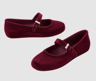 NWOT Melissa Velvet Slip On Mary Jane Soft Ballerina Flat Red Flocked Womens 8