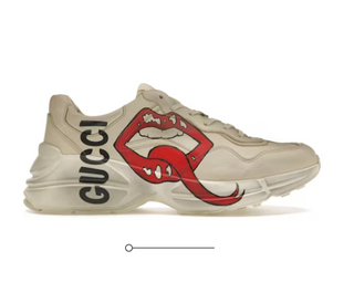 Gucci Rhyton Leather Sneaker Maxi Mouth Distressed Sneaker Cream Men's EU 38