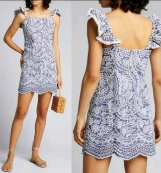 Alice + Olivia Honor Flutter Sleeve Tunic Dress Chambray Blue Women's Size 2