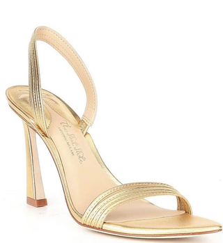 Antonio Melani x The Nat Note Granada Leather Dress Sandals Gold Metallic US 6.5