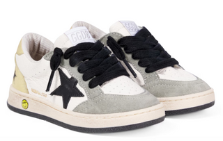 Golden Goose Ball Star Suede-Trim Leather Sneakers White Gray Black Kids 32/US 1