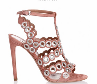 Alaïa Savannah Suede Eyelet Ankle Strap Strappy Sandals Pink Women's EU 38.5