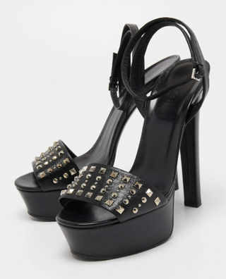 Gucci Studded Leather Leila Ankle Strap Platform Sandals Black Women's EU 36.5