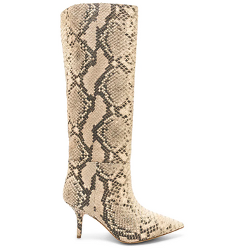 Yeezy Season 7 Python Embossed Knee High Boots Natural Roccia Mesa Womens EU 39