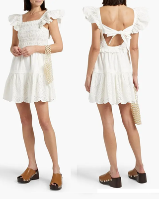 Sea New York Vivienne Broderie Anglaise Cotton Mini Dress White Women's Large