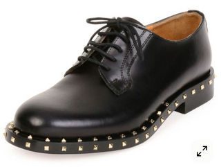 Valentino Garavani Soul Stud Leather Lace Up Derby Oxford Shoes Black EU 39