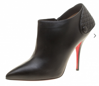 Christian Louboutin Huguette Leather Pointed-Toe Ankle Booties Black Women EU 37