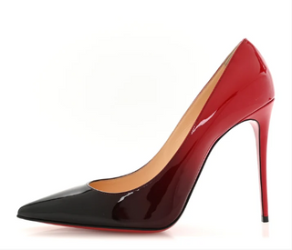 Christian Louboutin Patent Degrade Kate 100 Ombre Pumps Black Red Womens EU 37.5