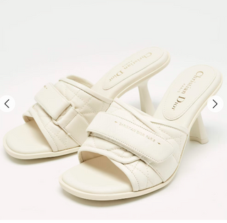 Dior (r)evolution Quilted Leather Slip On Heeled Slide Sandals White Womens 39.5