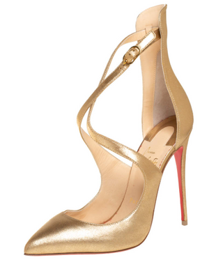 Christian Louboutin Marlenarock Leather 120 Pumps Metallic Gold/Rose-Gold EU36.5