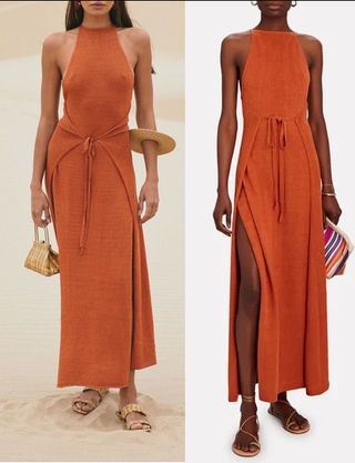 NWT Cult Gaia Remi Sleeveless Halter Knit Long Cover Up Dress Spice Women's S