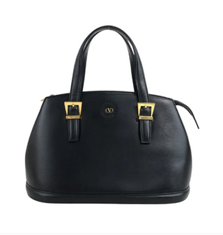 Vintage Valentino Garavani Navy Blue Leather Small Top Handle Satchel Bag