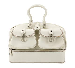 Christian Dior Leather Large Detective Gaucho Saddle Handbag Cream