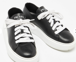 Prada Downtown Leather Low-Top Platform Sneakers Black Size Women's Size EU 37