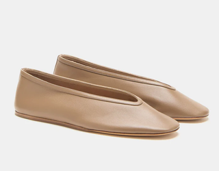 Le Monde Beryl Luna V-Cut Slip On Slipper Flat Taupe Leather Women's Size US 7