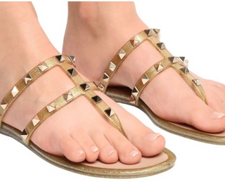 Valention Gravani 10MM Summer Rockstud PVC Slide Sandals Gold Women's EU 39