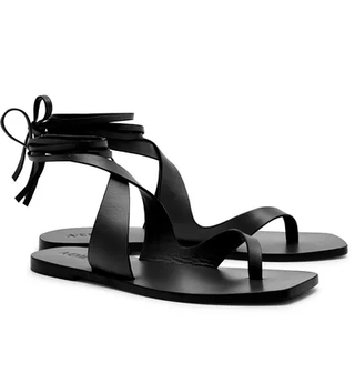 NWOT A EMERY Margaux Lace-Up Leather Flat Strappy Sandals Black Women's EU 35