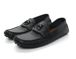 Gucci Soft Clove Calfskin Interlocking G Driver Loafers Black Men's Size 11.5