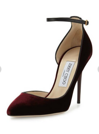 Jimmy Choo Lucy 85 Velvet Half-d'Orsay Stilettos Heel Pump Bordeaux Red Women 37