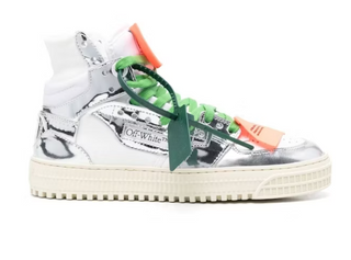 OFF-WHITE 3.0 Off Court Leather High-Top Sneakers White Silver Womens Size EU 38