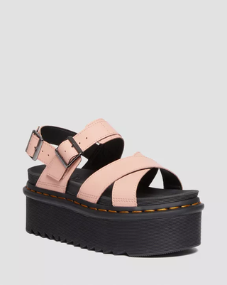 Dr. Martens Voss II Athena Leather Strap Platform Sandals Peach Beige Women's 9